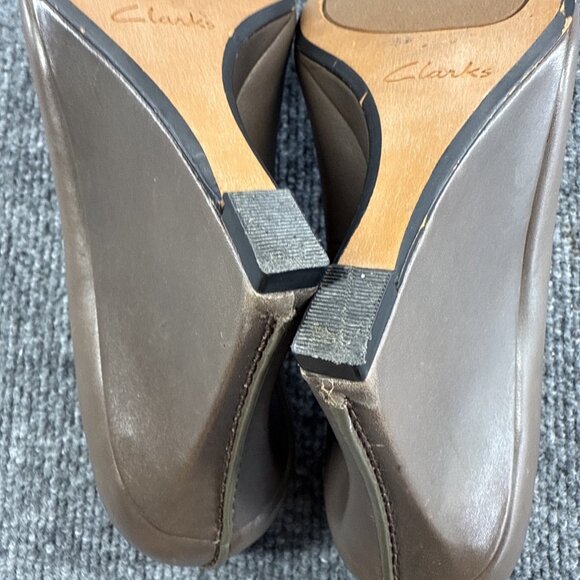 Clarks Raven Rise Brown Leather Wedge Heels - Picture 12 of 14